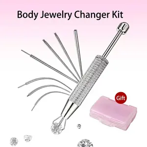 Body Jewelry Changer Kit with Bead Gripper 16G 18G 20G Easy Grip Taper for Nose Rings Ear & Lip Studs Gift Box piercing horseshoe