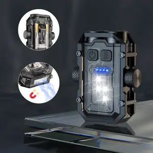 Mini Rechargeable Led Flashlight, Keychain Light for Bag, Work Light EDC Portable Torch, Waterproof, Camping Gadgets, Tactical Flashlight with Magnet