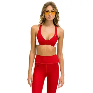 COLOR BLOCK BRALETTE  SPORTS BRA - CHERRY