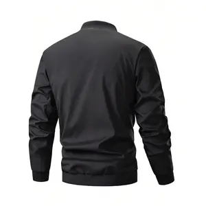 Men Basic Solid Zip Up Bomber Jacket, Plain, Long Sleeve, Going Out, Casual, Boyfriend Gift, Men Bomber Jacket, Men Zip Up Jacket, Black Jacket For Men, Cheap Jackets For Men, Men Jacket