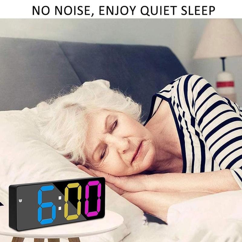 Rotunoe Digital Alarm Clock, LED Clock for Bedroom, Modern Desk Clock with Temperature Display, Adjustable Brightness, Voice Control, 12/24H Display Small Clock for Home, Bedroom, Office