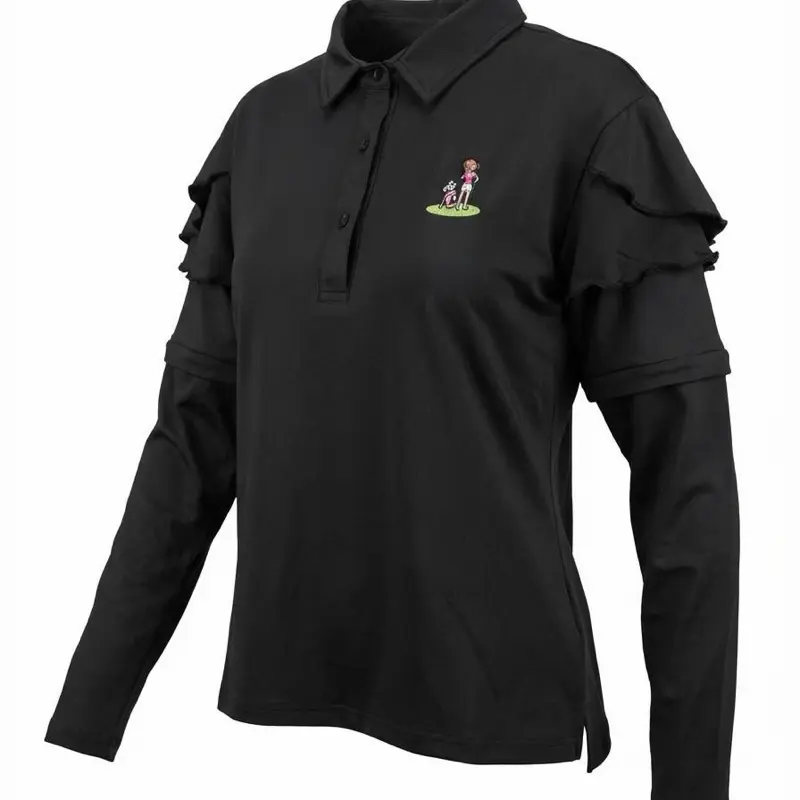 Women's 2-in-1 Ruffle Golf Shirt with Removable Sleeves - Stylish & Comfortable