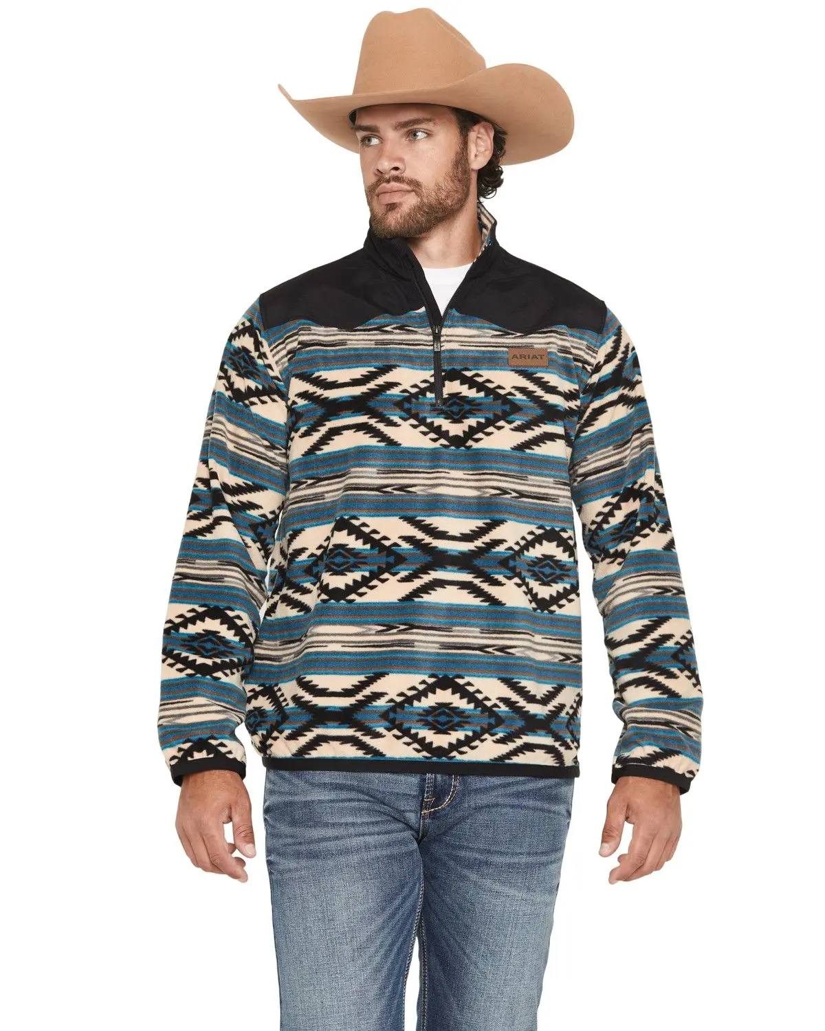 Ariat Men's Men'S Basis Southwest 1/4 Zip-Up Fleece Pullover - 10062487