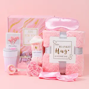 Christmas Thanksgiving Birthday Gifts for Women, Self Care Gifts, Get Well Soon Gifts, Relaxing Spa Gifts, Care Package, Unique Anniversary Gift Basket with Flannel Blanket for Mother, Wife, Best Friend, Sister,Her