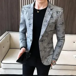 Men Blazer Slim Fit   Autumn  Version of The Printed Slim Formal Wedding Party Prom Suit Jacket Fashion Men Clothing