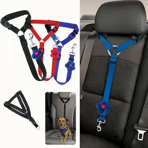 2 in 1 Solid Tangle-Free Dog Car Safety Kit - Adjustable Nylon Seat Belt & Harness Combo, 18-30 in Headrest Tether, Travel Secure Driving Accessory for Vehicle Seats, SUV, Truck Automotive