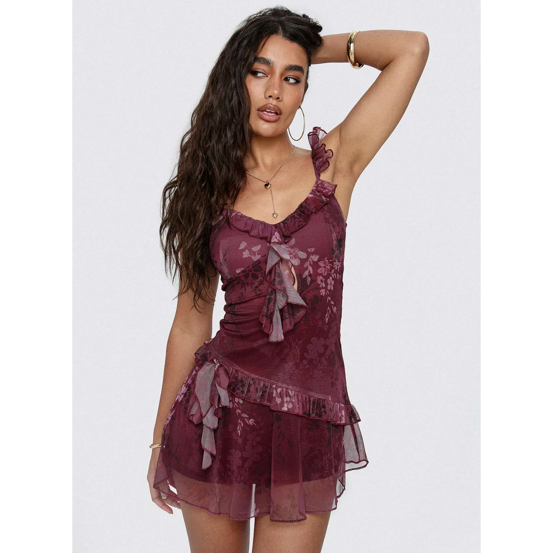Ballad Floral Ruffle Mini Dress Multi