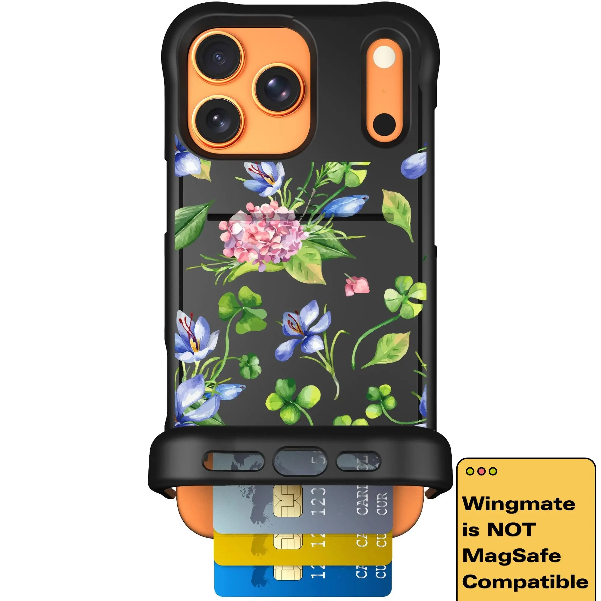 Scooch Wingmate Hidden Wallet Case - Lucky Hydrangea (Not MagSafe Compatible)