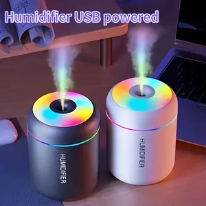 Mini USB Plug-In Humidifier, USB Powered Humidifier, Portable Travel Humidifier with Color Changing Night Light, Perfect Gift for Home Office Bedroom