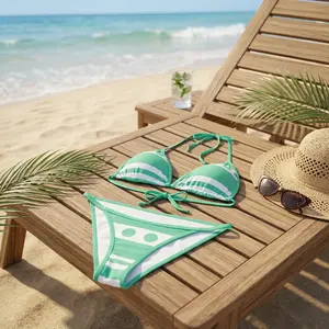 Women's Sexy Green Anime Cosplay Swimsuit Bikini Two-Piece Set - Flattering Bathing Suit for Beach Pool Party Vacation Perfect for Cosplay Events Halloween Costume Role Play Performance Fashion Swimwear