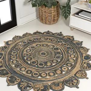 JONATHAN Y Flora Medallion Contemporary Bohemian Round Jute Indoor Area Rug; for Living Room, Kitchen, Bedroom, Dining Room, Office