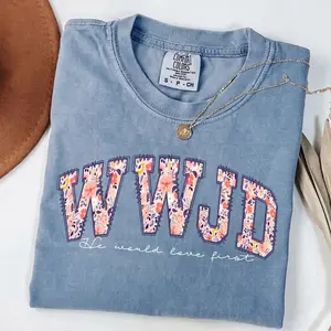 Comfort Colors Wwjd Shirt, Walk Like Jesus Tshirt, Bible Verse Faith Top, Women's Casual, Christian Tee, Religious Gift