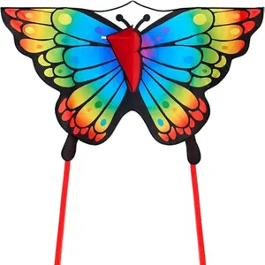 Rainbow Butterfly Kites for Kids and Adults, Easy to Fly Large Single Line Kites for kids - 55" x 27.5" Kite with 328ft String for Beginner, Butterfly Beach Kite for Outdoor Games and Activities