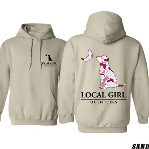 Local Girl Pink Camoflage Dog and Moon 2 sides Unisex Hoodie - Sweater - T-shirt