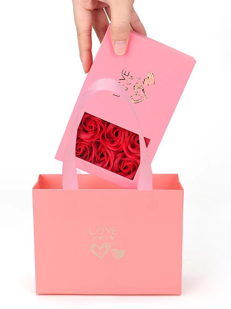 Jewelry Box Immortal Flower Jewelry Box Roses Window Valentine's Day Mother's Day Gift Box Ring Earrings Pendant Necklace Box