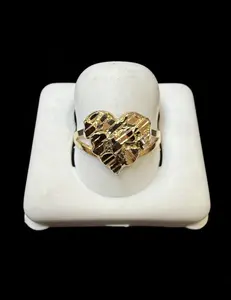 Heart Nugget Ring Gold 10k - Elegant Yellow Gold 10k Ring with 1.5 Grams Weight for Versatile Jewelry