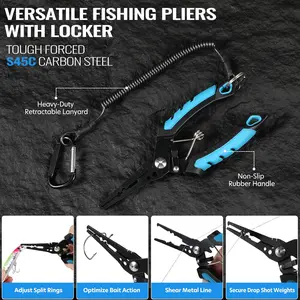 Fishing Gear Tool Kit - Saltwater Fishing Pliers Accessories Set - Fishing Equipment with Fish Knife Scissors Hook Remover Tools Line Cutter and Fish Lip Gripper - Fishing Gifts for Men