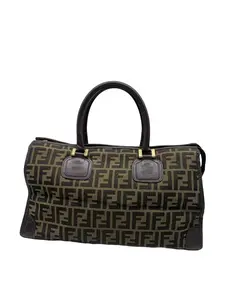 Pre-owned FENDI Vintage Zucca Canvas & Leather Trim Triangle Tote Handbag/WJ04128721/8721