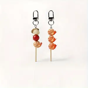 Funny Foodie Simulation BBQ Skewers Keychain, 20pcs Creative Accessories, Unique Niche Pendant for Bags & Keys, Fun Gift Idea
