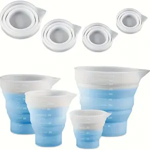 Silicone Resin Measuring Cup Collapsible Stirring Pouring Tool with Precise Markings for Candle Making Resin Craft Foundry Supplies