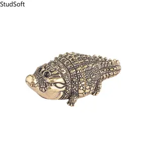 2026 New Solid Brass Crocodile Figurine, Creative Vintage Reptile Decor, Desk Ornament for Office, Coffee Table Tea Pet Statue