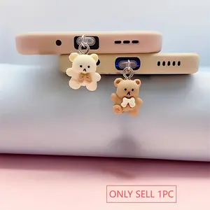 Cute Bear Design Phone Charging Port Dust Plug, 1 Count Anti Dust Plug for Phone, Unique Mobile Phone Accessories for Women & Girls, Phone Charm, Cell Phone Charm, Cellphone Accessories