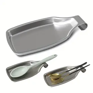 Kitchen Spoon Rest for Countertop, Utensil Holder with Drip Tray, Cutlery Organizer Rack, Cooking Utensils Shelf, Food Serving Tray for Spatula Ladle, Dinnerware Storage for Home Restaurant, 1 Pack