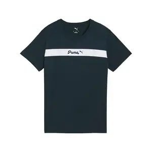 PUMA Womens Upfront Line Logo Crew Neck Short Sleeve Casual Tops Casual - Green