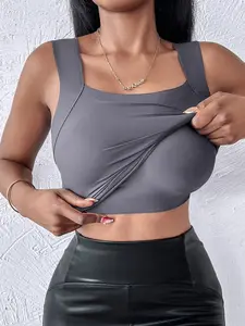 Women's U-Neck Shapewear Tank Top High Stretch Slim Fit Sleeveless Camisole Workout Bra Tops