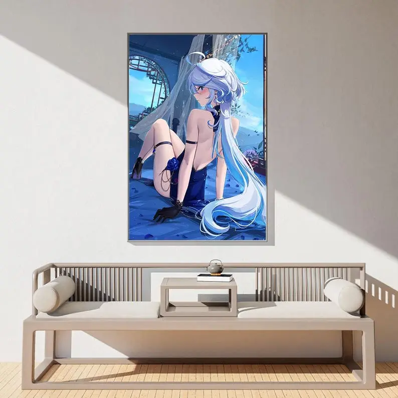 Genshin Impact Furina Poster, High Quality Canvas Poster Print, Gifts for boyfriend or girlfriend, Birthday Present, Fan merchandise - No Frame