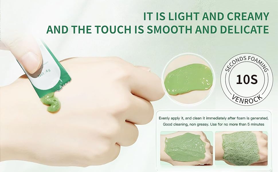 Centella Asiatica Bubble Face Mask, Centella Bubble Clay Mask for Blackhead Removal Deep Purifying and Moisturizing Pore Cleanser Individually Packaged, 10 Seconds to Foam - 12 Pack