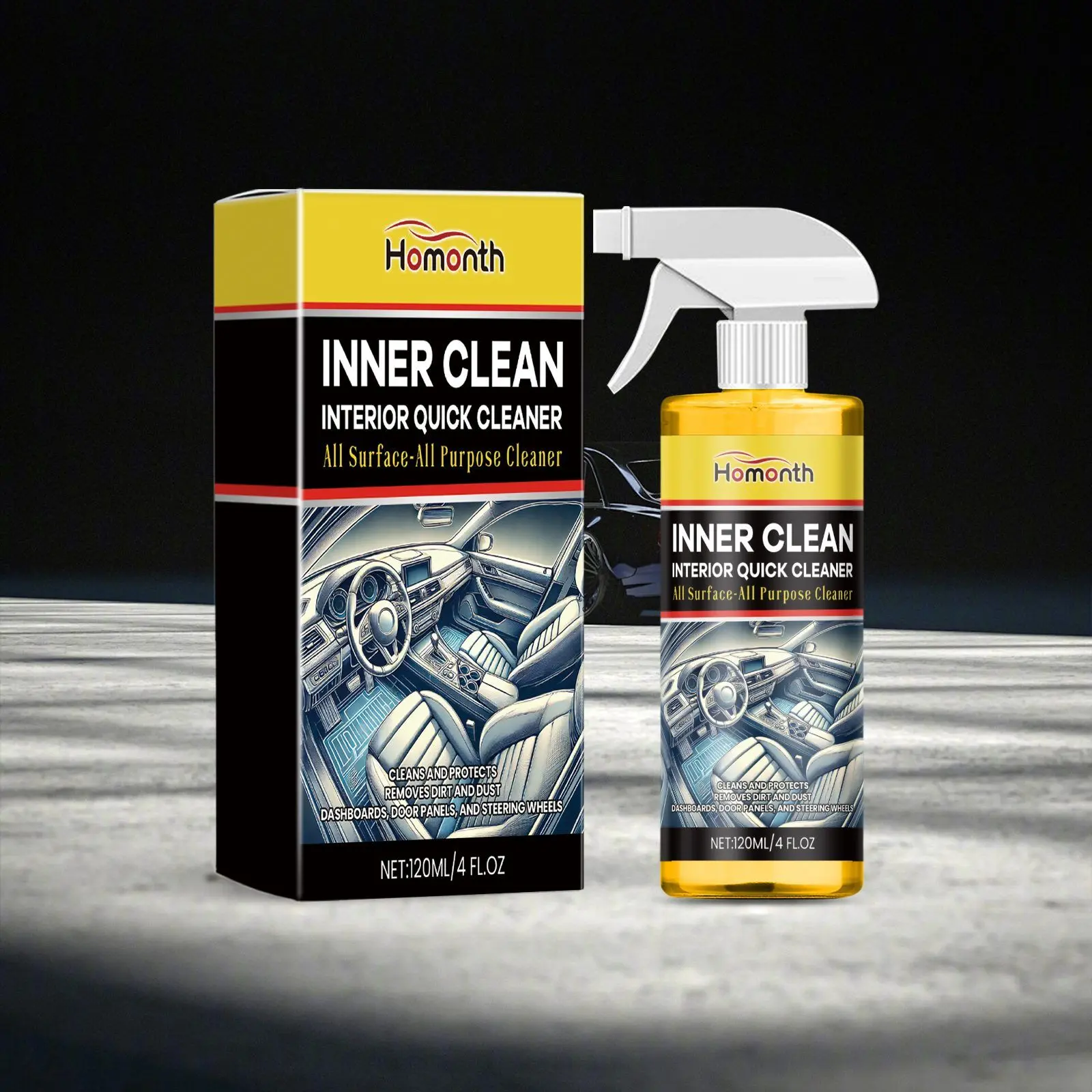 HOMONTH Automotive Interior Cleaner, 120 ml / 1 Bottle