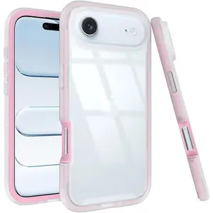 Acrylic 2 in 1 for iPhone 17 Air Case，Anti-Yellowing, Military-Grade Protection, Drop Shockproof Slim Phone Cover for iPhone 17 Air 6.5", Light Pink