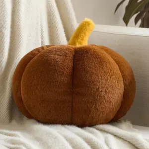 Pumpkin Pillows, Halloween Fall Throw Pillow, Pumpkin Shaped Pillow for Couch, Cute Stuffed Pumpkins, Autumn Decorative Cushion (Brown, 8.6 Inches)