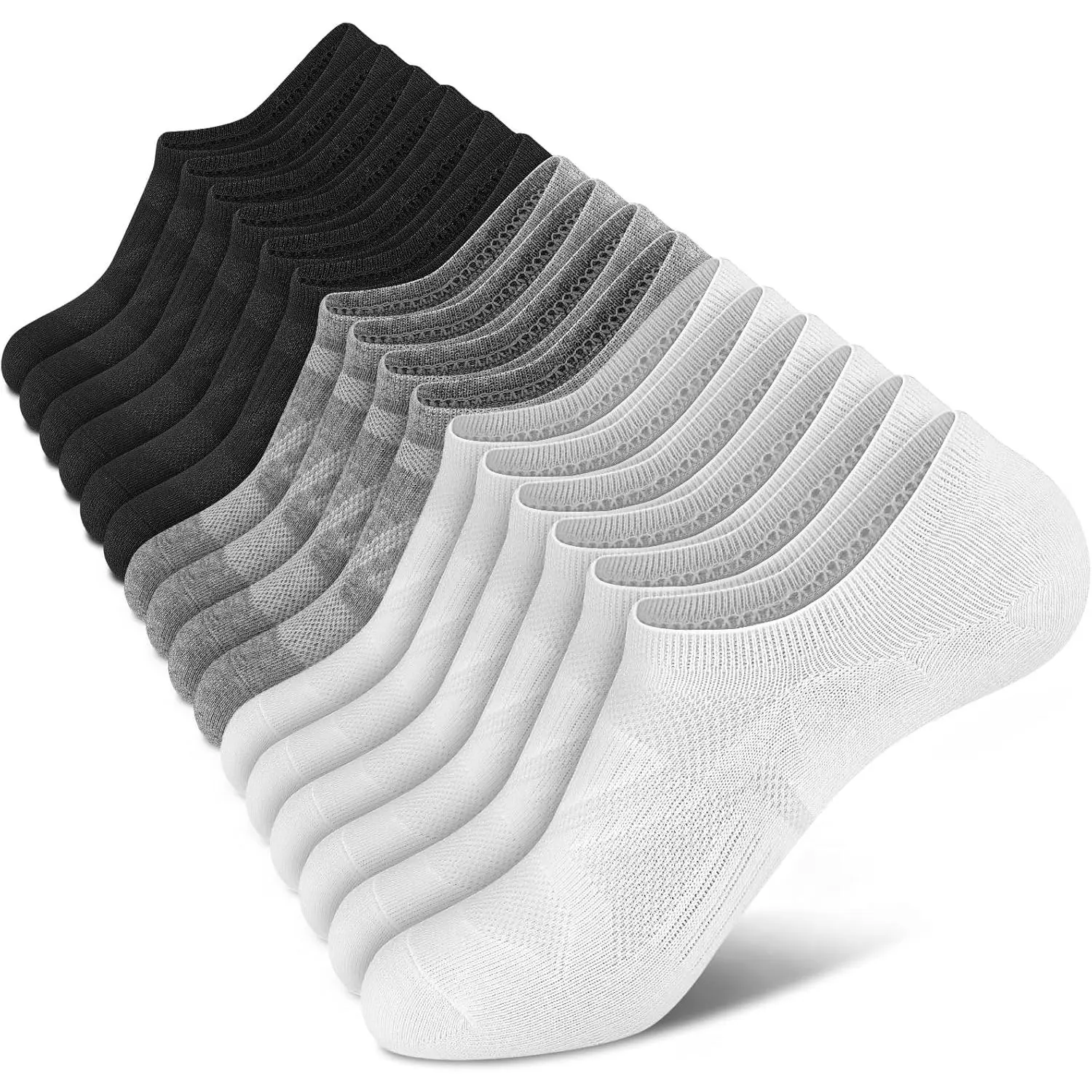Women's Basic Breathable No-Show Socks - 8 Pairs Mix of Colors-002 (16 Counts) Low-Cut Casual Socks for Ladies
