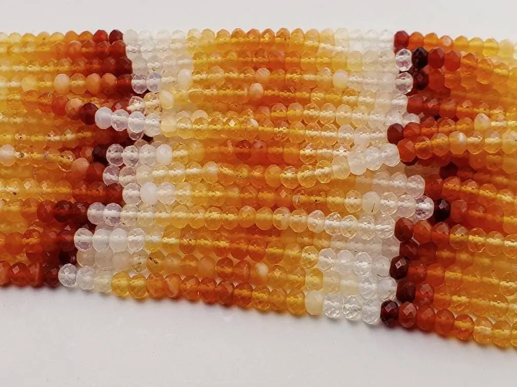 Mexican Fire Opal 3,4mm faceted Shaded Ombre Orange  Roundel natural Beads, Jewelry Making AAA quality 6"and 12.5" strand