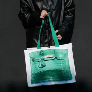 2026 Hot Laminated Portable Woven Bag Pp Plastic Waterproof Laminated Snakeskin Bag Luggage Packaging Storage Print Shopping Bag Fabric tiktokshopspringglowup