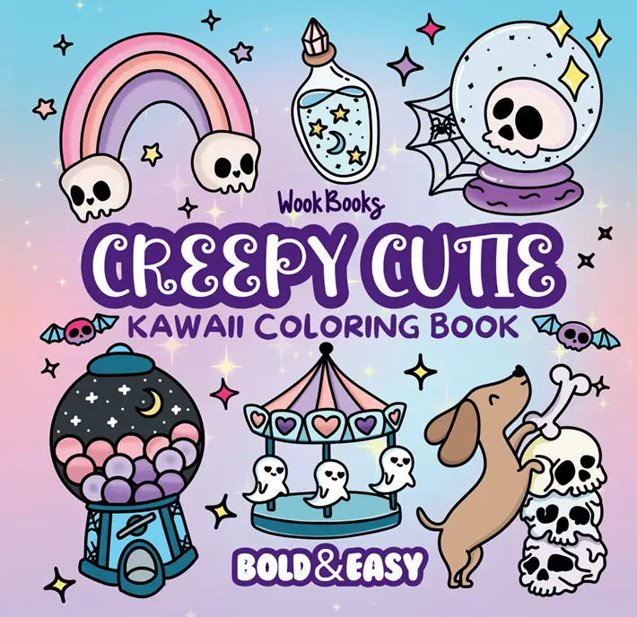 Creepy Cutie Coloring Book & Reusable Protective Sheet by Wook Books