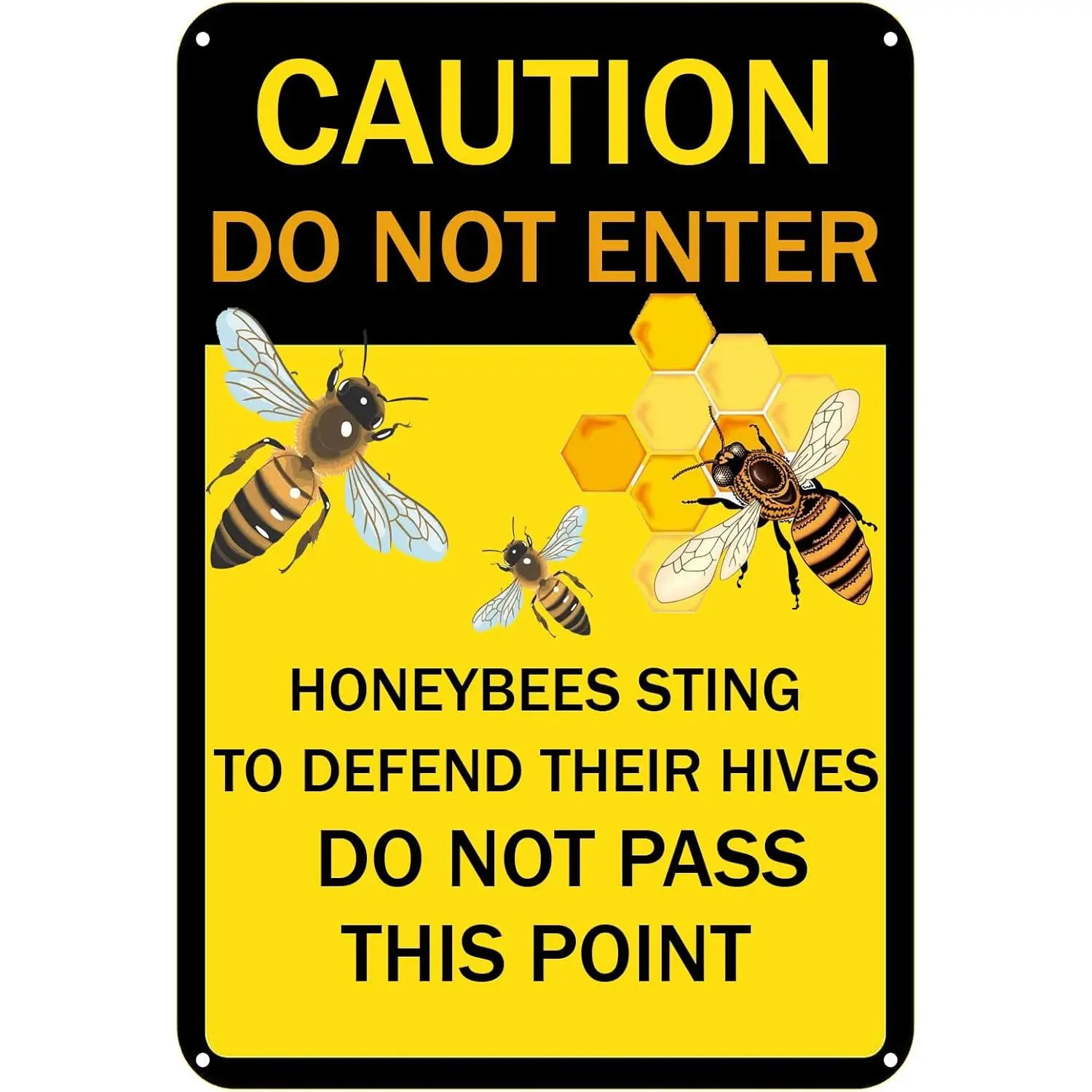 Caution No Trespassing Honeybees Sign,Caution Danger Do Not Enter Honeybees Man Cave Decor Warning Metal Signs,Bee Farm Tin Sign for Home Garden Yard Farmhouse Farm 12x8 Inch
