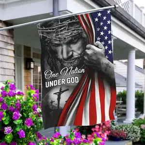Auoltior Christian American Flag 3x5ft with Jesus - One Nation Under God Great for Easter Decorations and Garden Home Decor