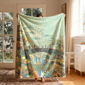 Lord of the Rings Epic Scroll Flannel Blanket, Soft Throw Blanket, Large Soft Lightweight Warm, Perfect for Bed Sofa Office Camping Travel Christmas Gift, Decorative Giftable Blankets, All Season Blanket
