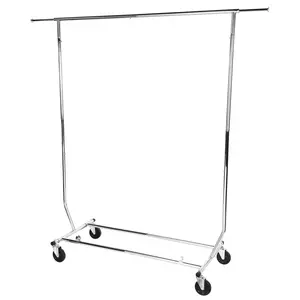 Adjustable Rolling Garment Rack with Lockable Wheels Portable Wardrobe Sturdy Coat Rack Standing Rolling Clothing Rack for Bedroom Laundry Living Room