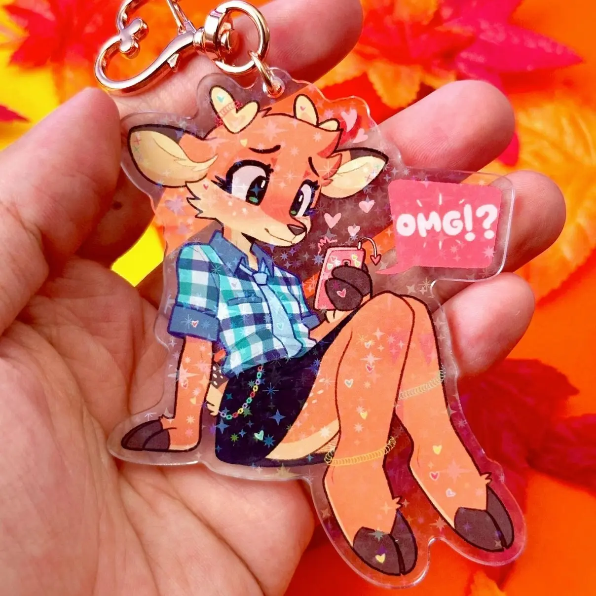 Maple Deer Furry Acrylic Keychains