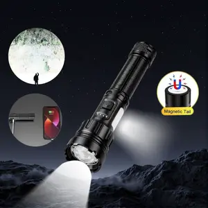 Flashlight with Power Bank & Magnetic Base, Rechargeable Tactical 7 Light Modes High Lumens Zoomable Torch, Waterproof Type-C Flashlight with COB Side Light for Camping and Emergency nightstar  flashlight ayrun  flashlight  tech