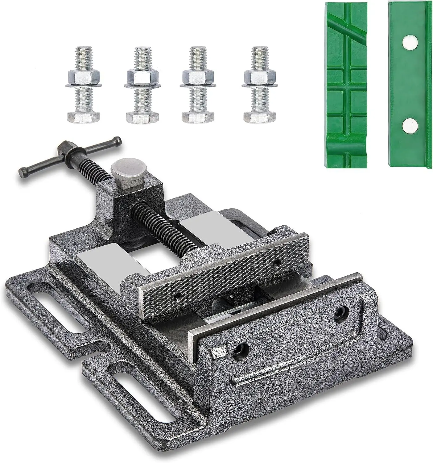 Drill Press Vise,4" Heavy Duty Bench Vise, Bench Clamp Vise，Drill Press Vice with Multi-Groove Vice Jaw Pads and Quick Adjustment Button