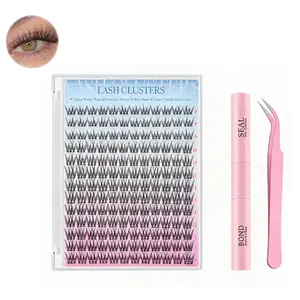 Wispy Fluffy Cosmetic Lash Clusters, 9-12mm Lightweight Reusable DIY Eyelash Extensions, Thin Band for Daily Natural Volume Makeup Look Complete Set with C-Curl Design, Eyelashes Extensions