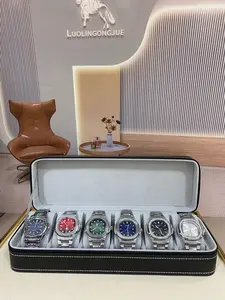 Set of 6 Square Quartz Watches, Stylish Business Men's Fashion Casual Simple Versatile Personalized Watch Set, Perfect Gift Choice