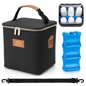 Breast Milk Cooler Travel Bag, 9.6L - Insulated Cooler Bag with Leak-Proof PEVA Liner | Portable Breastmilk Cooler Bag with Ice Packs for Cooler | Bottle Storage Organizer Baby By Jubily