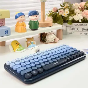Mofii Blue Single Wireless Ergonomic Keyboard, Magnetic Bear Design, Retro Cute Style, Dual-Mode Connection, Universal for Desktops, Laptops & Phones, US QWERTY Layout (Batteries Not Included)
