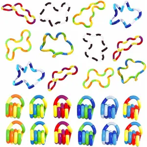 004-P  24PCS Multicolored Quiet Twisty Fidgets Toys, Squeeze, Twist and Spin for A Unique Fidget Experience; Brain Imagination Tool, Relaxation Therapy Educational Toy for Kids and Adults(Random Color)
